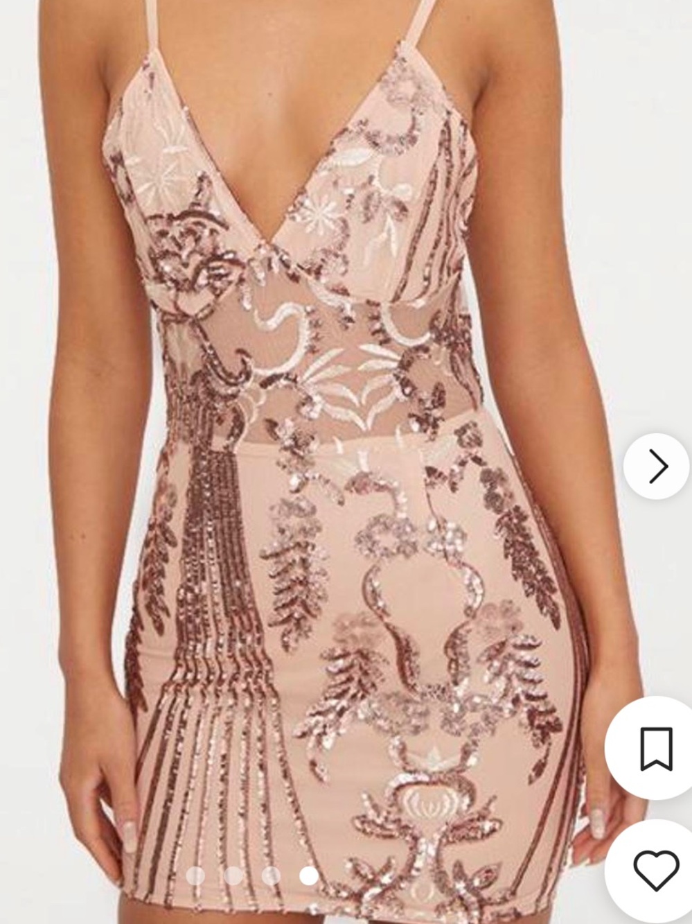 PrettyLittleThing // NWT Rose Gold Sequin Bodycon Dress